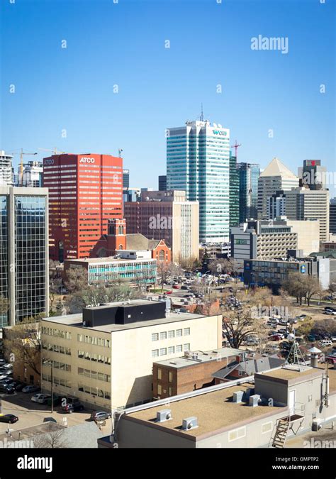 The skyline of Edmonton, Alberta, Canada, in early spring Stock Photo ...