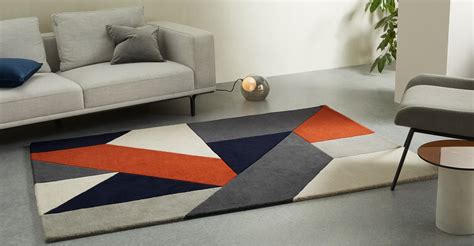 Holden Geometric Hand-Tufted Wool Rug, Large 160 x 230 cm, Burnt Orange ...