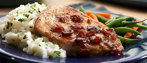 Pork Chops with Cranberry Balsamic Sauce | Recipe | Pork chops, Recipes, Cornbread stuffing recipes