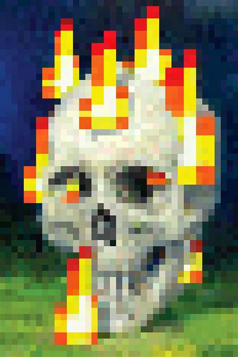 Minecraft Flaming Skull Poster | Pixel art, Skull painting, Poster