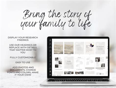 Ancestry Book Template STANDARD Printable Family History Genealogy Book Unlimited Pages Canva ...