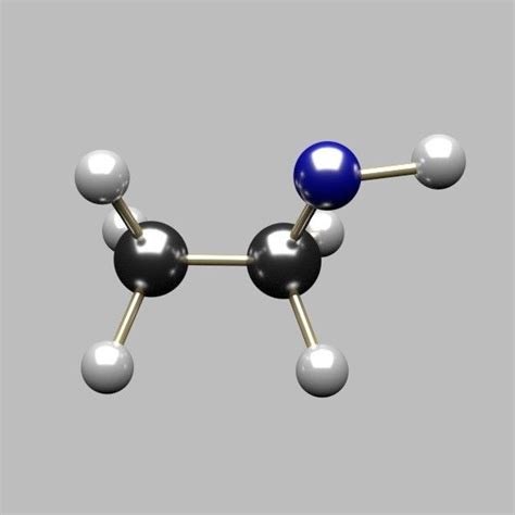 the structure of an alcohol - based substance is shown in blue and white balls on a gray background