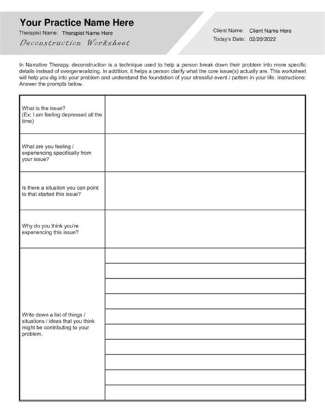 Narrative Therapy Worksheet Narrative Therapy Exercises - Answer ...