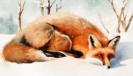 Winter Fox In Snow Art Free Stock Photo - Public Domain Pictures