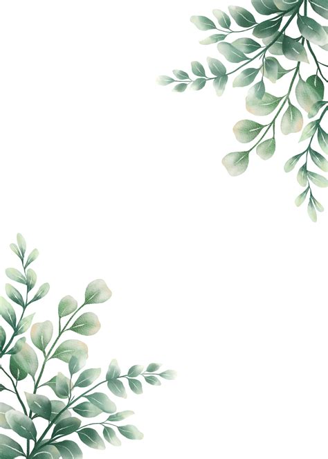 Watercolor Green Leaf Border Green Leaves Green Frame Png Images And ...