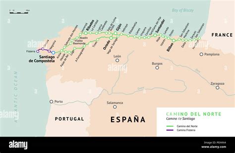 Camino del Norte map. Camino De Santiago or The Way of St.James ...