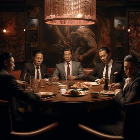 Premium Photo | Yakuza bosses meeting at a fancy seafood restaurant for dinner