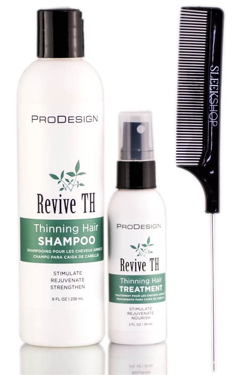 ProDesign ReviveTH Thinning Hair Shampoo + ReviveTH Thinning Hair Treatment + Pin Tail Comb - 8 ...