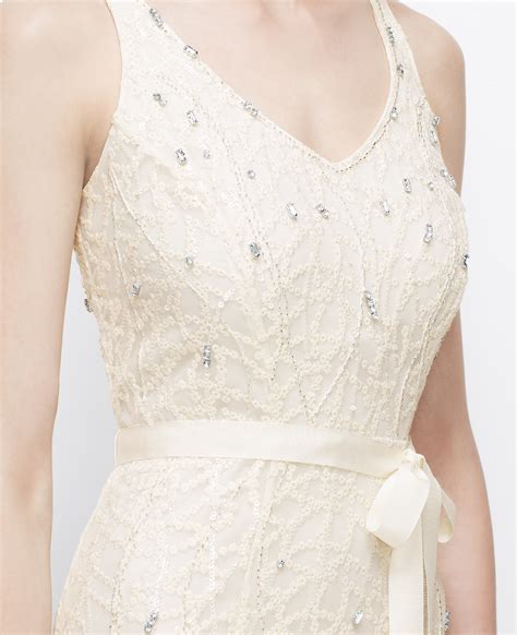 Lyst - Ann Taylor Embellished V-neck Wedding Dress in Natural