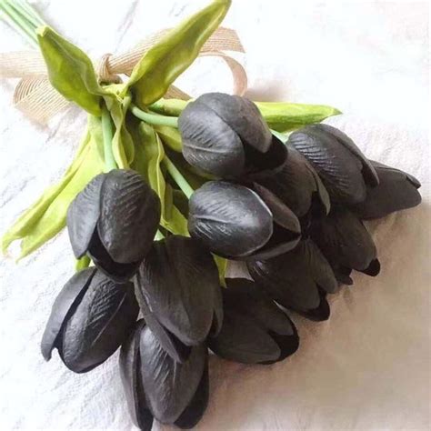 Black Tulip Real Touch Tulip Bouquet Small Black Bouquet | Etsy in 2021 | Tulip bouquet, Black ...