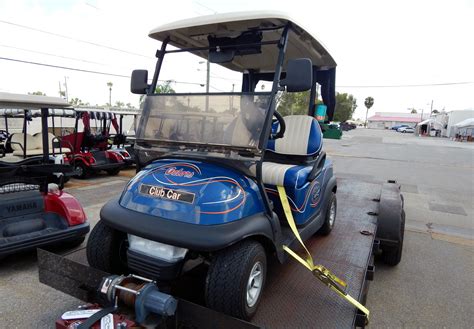 Florida Gators customized Club Car golf cart in Sun City Center Plaza