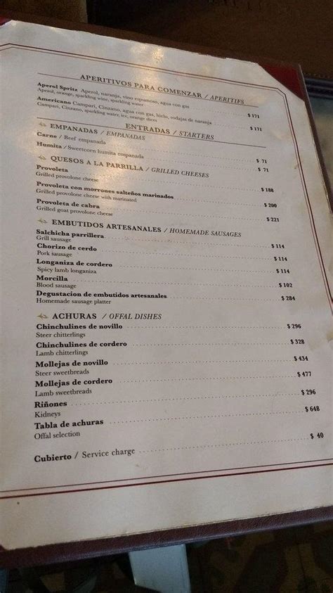 Menu at Don Julio steakhouse, Buenos Aires, Guatemala 4699