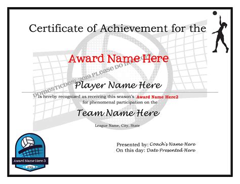 Editable Volleyball Award Certificate Template Printable Etsy - Bank2home.com