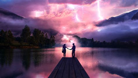 1360x768 Electric Love Couple Holdings Hands At Pier Laptop HD ,HD 4k Wallpapers,Images ...