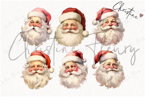 Retro Santa Clipart By Christine Fleury | TheHungryJPEG