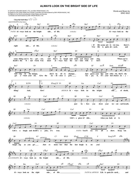 Always Look On The Bright Side Of Life (from Monty Python's Spamalot) by Eric Idle Sheet Music ...