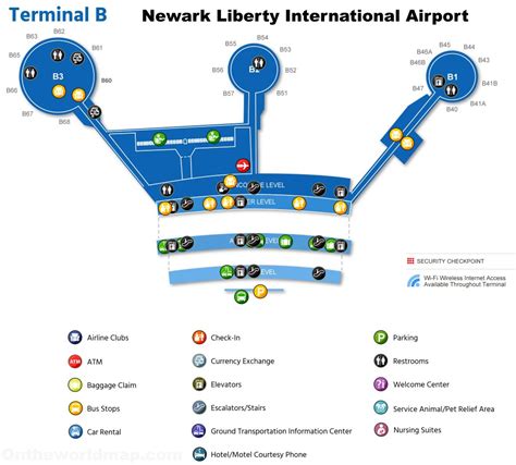 Newark Airport Terminal B Map - Ontheworldmap.com