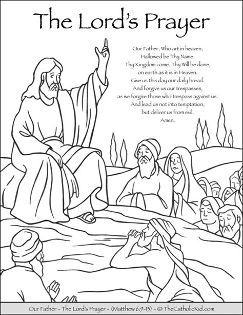 The Lord's Prayer - Our Father Prayer Coloring Page - TheCatholicKid.com