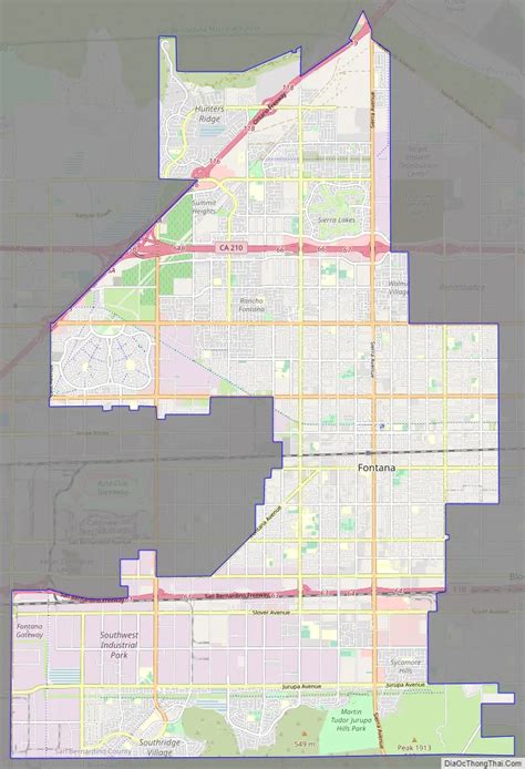 Map of Fontana city, California