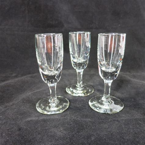 Set of 3 Vintage Sherry Glasses 2.5 Oz Clear Glass 4 tall