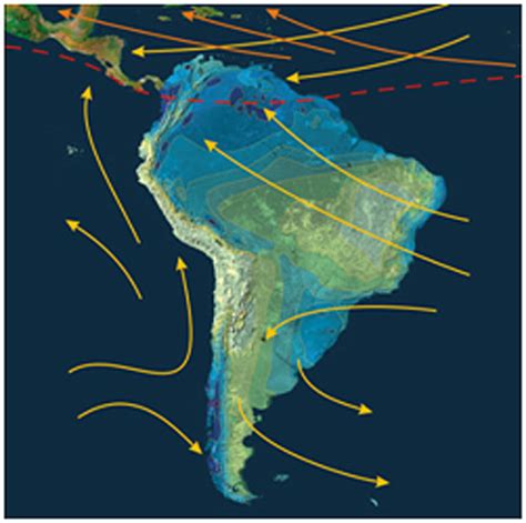 ESA - Precipitation and prevailing winds in Latin America, June to August