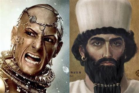 Right: a recreation of Xerxes based on historical documents and artifacts. Left: Hollywood’s ...