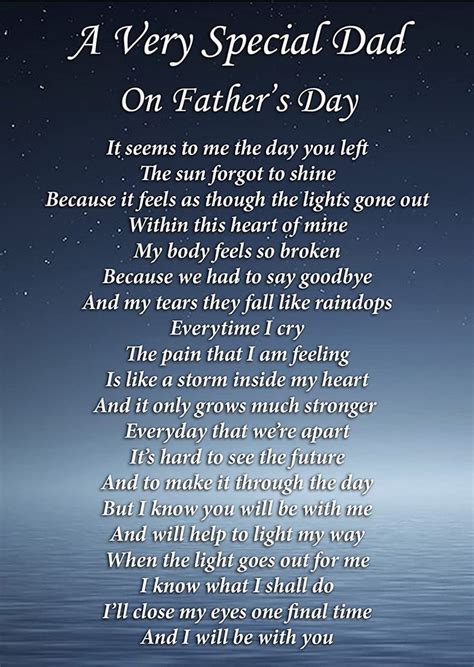 A Very Special Dad Father s Day Memorial Graveside Funeral Poem ...