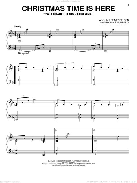 Guaraldi - Christmas Time Is Here, (intermediate) sheet music for piano ...