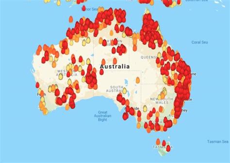 Australia Fires Map Feb 2020