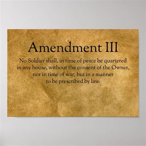 The Third Amendment to the U.S. Constitution Poster | Zazzle.com