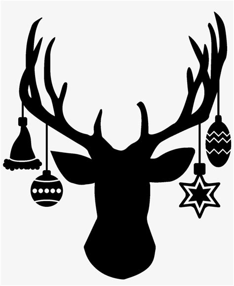 Deer Head With Hanging Ornaments - Christmas Deer Head Silhouette - Free Transparent PNG ...