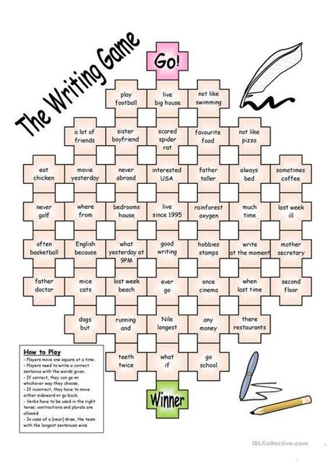 The Writing Game - ESL Board Game