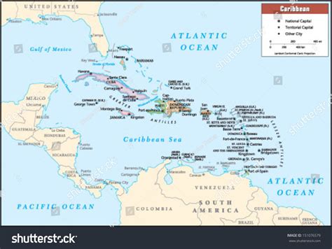 Caribbean Political Map Stock Vector (Royalty Free) 151076579 | Shutterstock