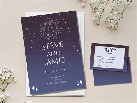 Celestial Wedding Invitation Template Boho Invitation Suite | Etsy