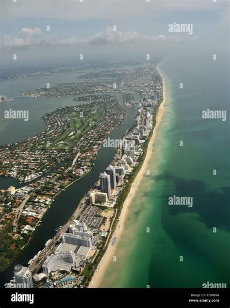 Aerial view of coastline beaches in South Florida near Miami Stock ...