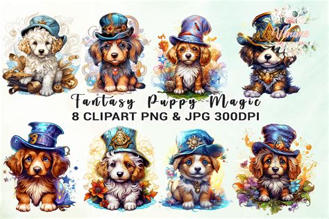 Fantasy Puppy Magic Clipart Graphic by Venime · Creative Fabrica