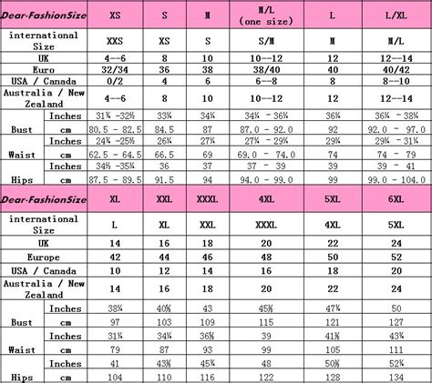 Size Chart - www.dear-fashion.com