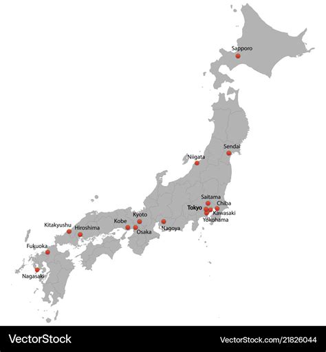 Detailed map japan Royalty Free Vector Image - VectorStock