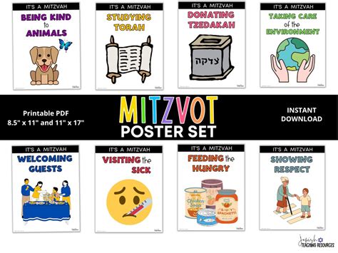 Mitzvah Mitzvot Classroom Poster Set - Etsy