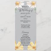 Elegant Daisy | Grey Wedding Bridal Party Flat Program | Zazzle