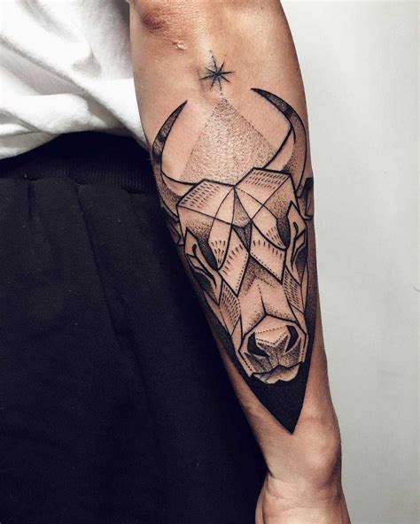 Taurus tattoo inked on the right forearm by Sasha Tattooing | Taurus tattoos, Bull tattoos ...