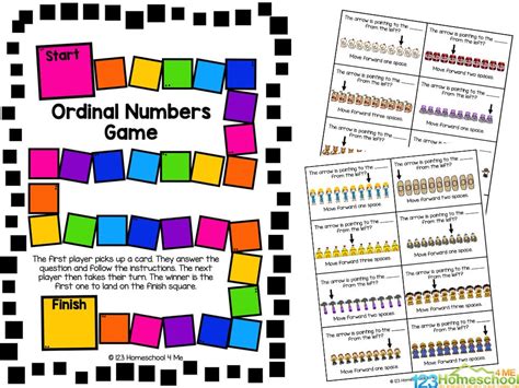 FREE Printable Ordinal Numbers Kindergarten Math Games 1-10