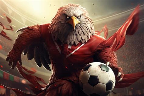 Premium AI Image | there is a picture of a bald eagle holding a soccer ...