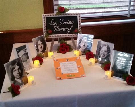 "In Memory" table for deceased classmates. #funeralplanning ...