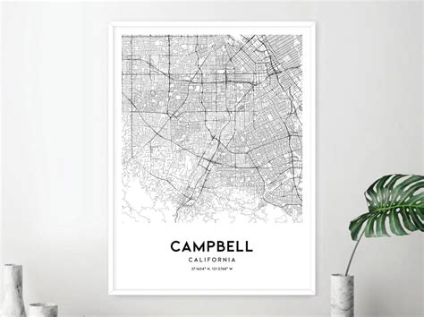 Campbell Map Print, Campbell Map Poster Wall Art, Ca City Map ...