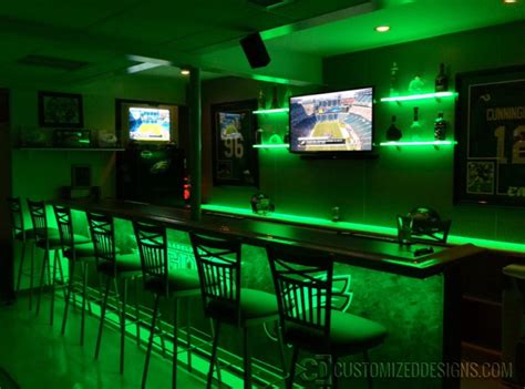 Philadelphia Eagles Man Cave w/ LED Shelving - Home Bar Ideas ...