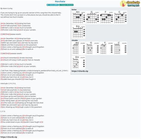 Chord: Horchata - tab, song lyric, sheet, guitar, ukulele | chords.vip