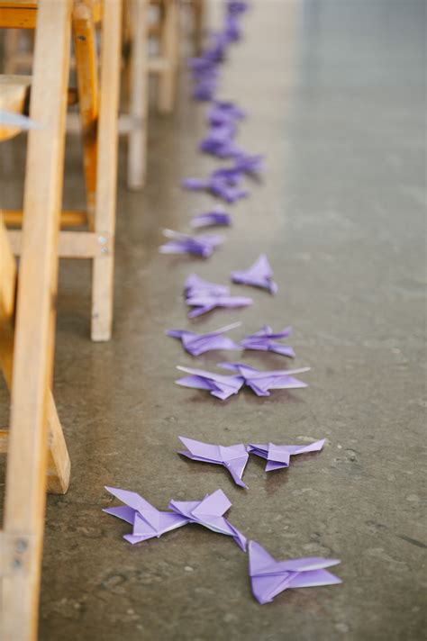 Purple Origami Mandarin Duck Aisle Decorations