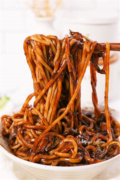 Jajangmyeon (Korean Black Bean Noodles) | Two Plaid Aprons