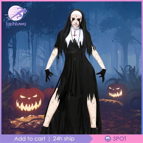 [ Handa na Stock ] Women Halloween Party Cosplay Set Dress Medieval Nun Fancy Party Costume ...